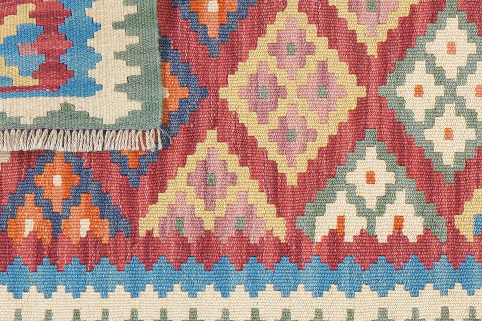 Kelim Gashgai — Handmade, 55x202 cm, Red, 100% Virgin Wool | View 6