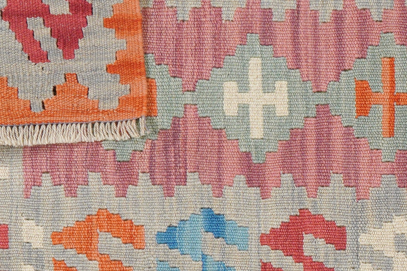 Kelim Gashgai — Handmade, 60x191 cm, Pink, 100% Virgin Wool | View 6
