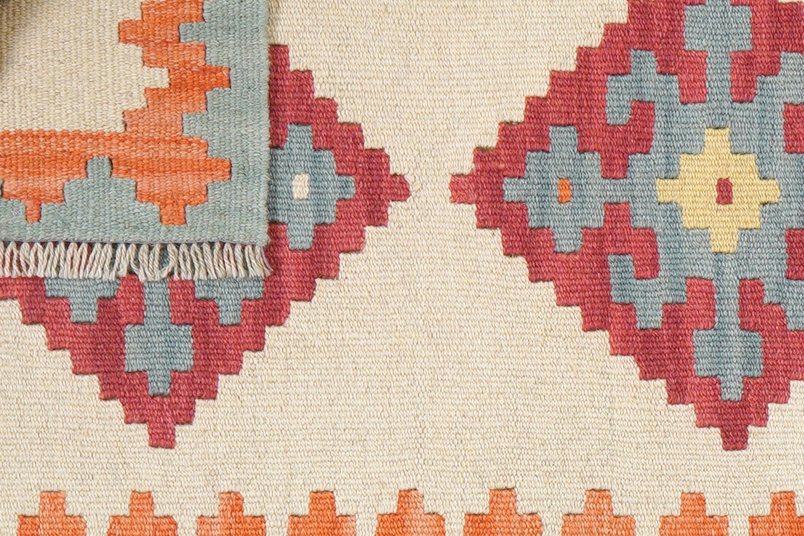 Kelim Gashgai — Handmade, 59x194 cm, Beige, 100% Virgin Wool | View 6