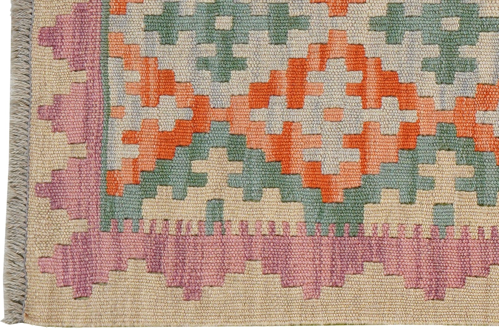 Kelim Gashgai — Handmade, 62x195 cm, Green, 100% Virgin Wool | View 3
