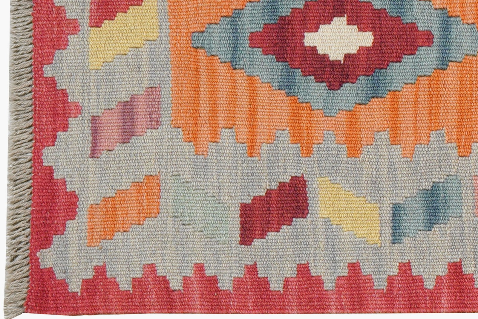 Kelim Gashgai — Handmade, 56x200 cm, Orange, 100% Virgin Wool | View 3