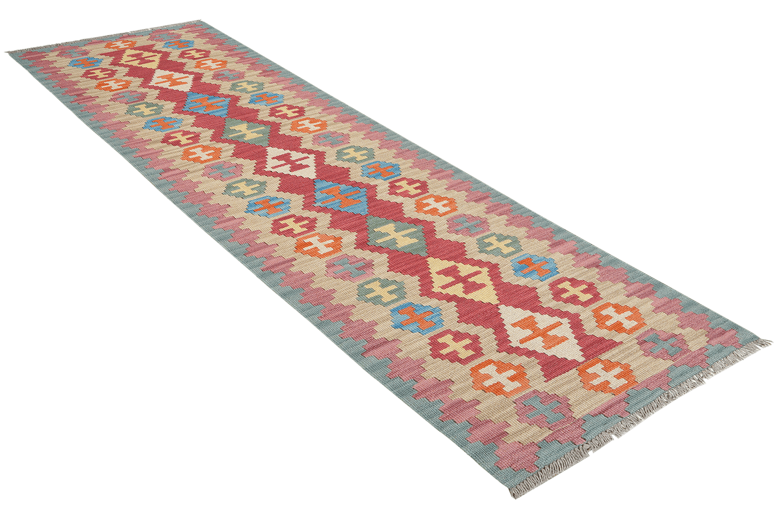 Kelim Gashgai — Handmade, 61x247 cm, Red, 100% Virgin Wool | View 4