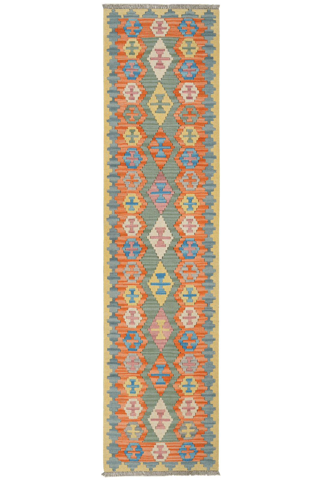 Kelim Gashgai — Handmade, 61x248 cm, Green, 100% Virgin Wool | Main view