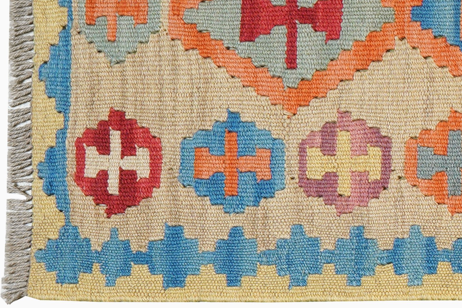Kelim Gashgai — Handmade, 59x253 cm, Beige, 100% Virgin Wool | View 3