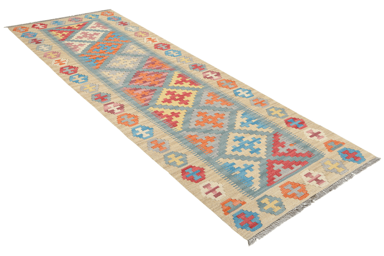 Kelim Gashgai — Handmade, 60x237 cm, Tuerkis, 100% Virgin Wool | View 4
