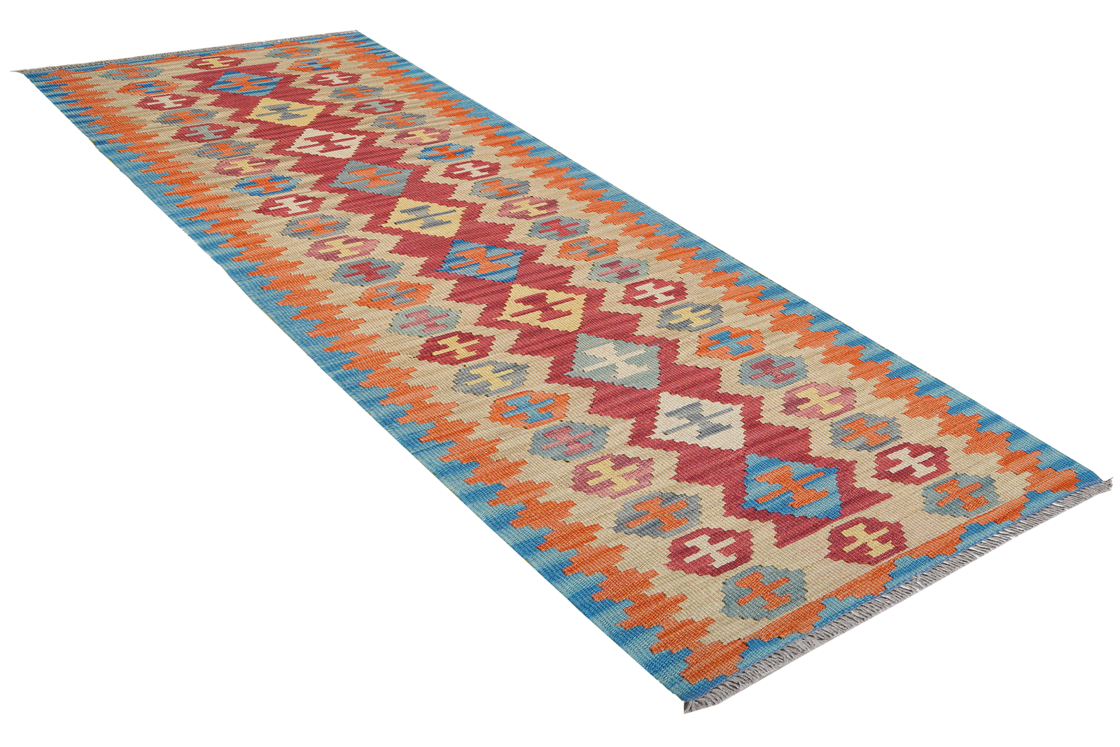 Kelim Gashgai — Handgefertigt, 251x60 cm, Beige, 100% Virgin Wool | View 5