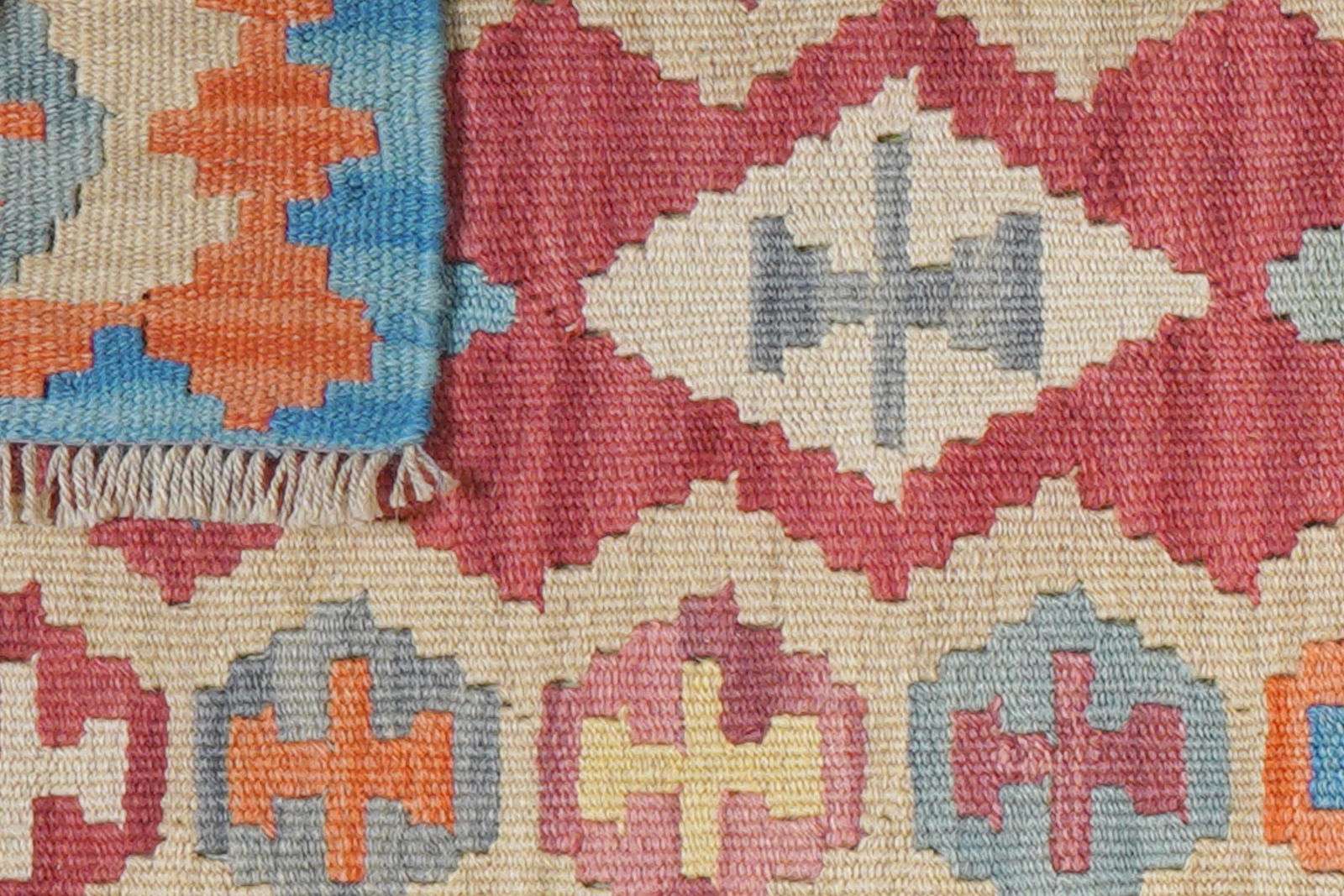 Kelim Gashgai — Handgefertigt, 251x60 cm, Beige, 100% Virgin Wool | View 7