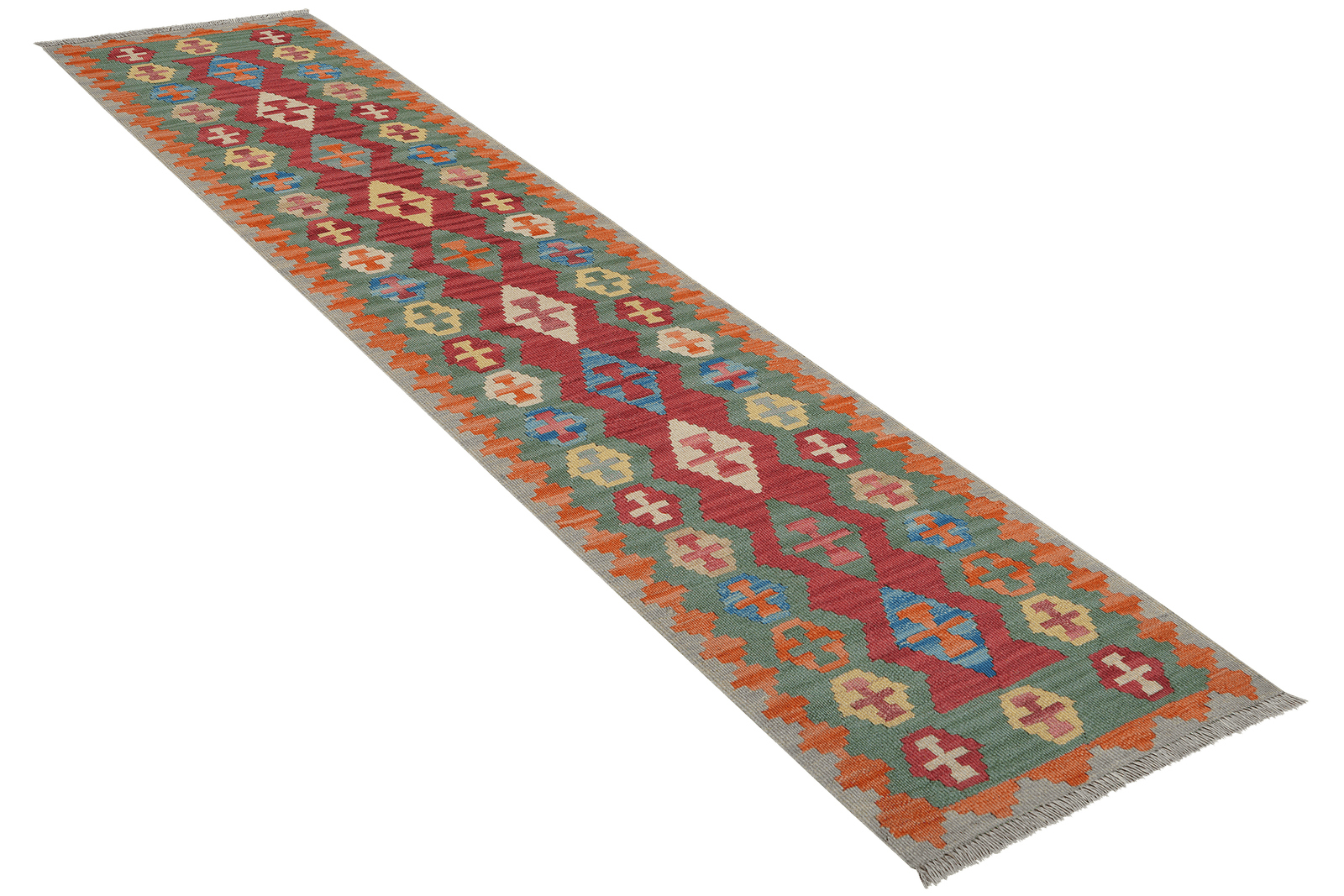 Kelim Gashgai — Handmade, 61x246 cm, Red, 100% Virgin Wool | View 4
