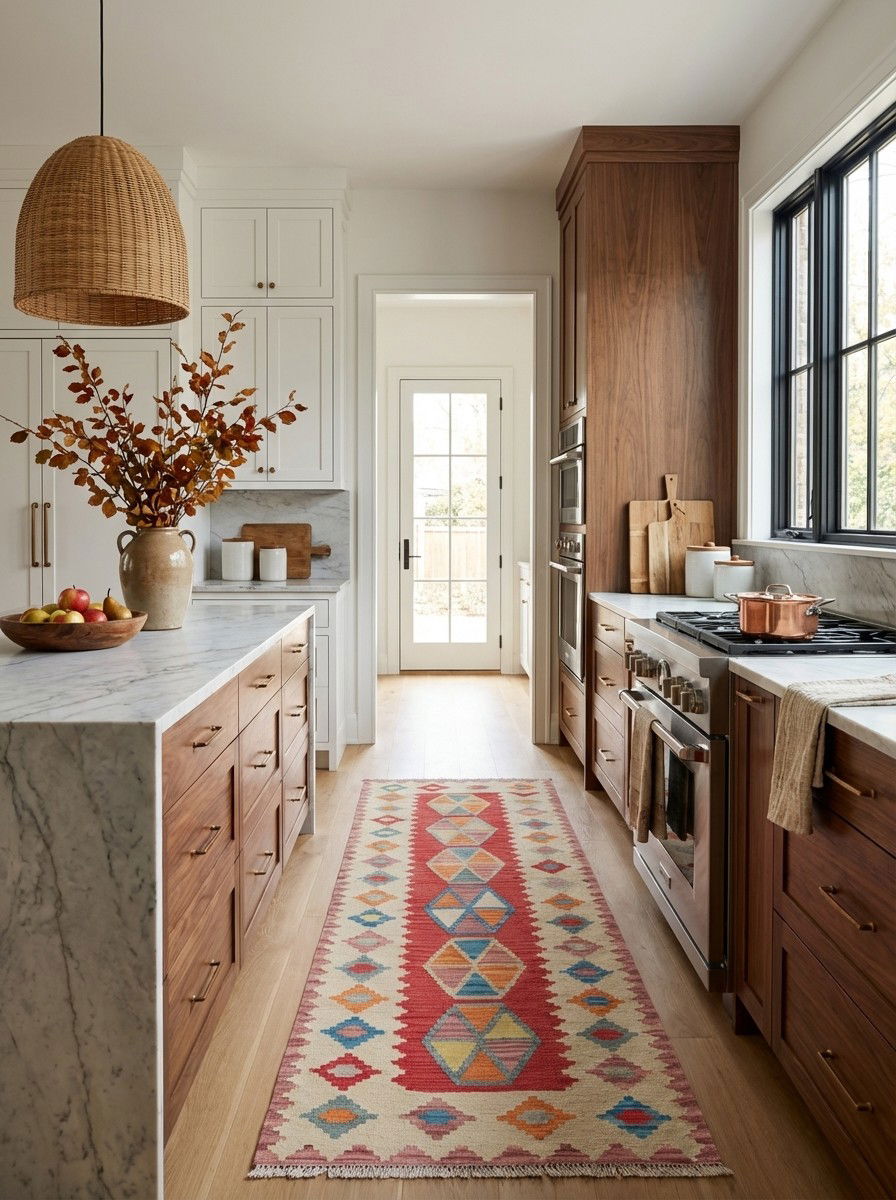 Kelim Gashgai — Handgefertigt, 252x83 cm, Beige, 100% Virgin Wool | Back view