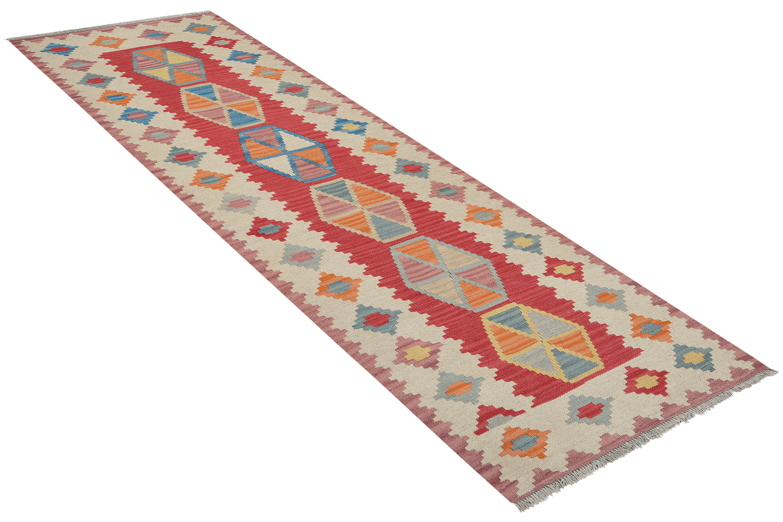 Kelim Gashgai — Handmade, 83x252 cm, Red, 100% Virgin Wool | View 4
