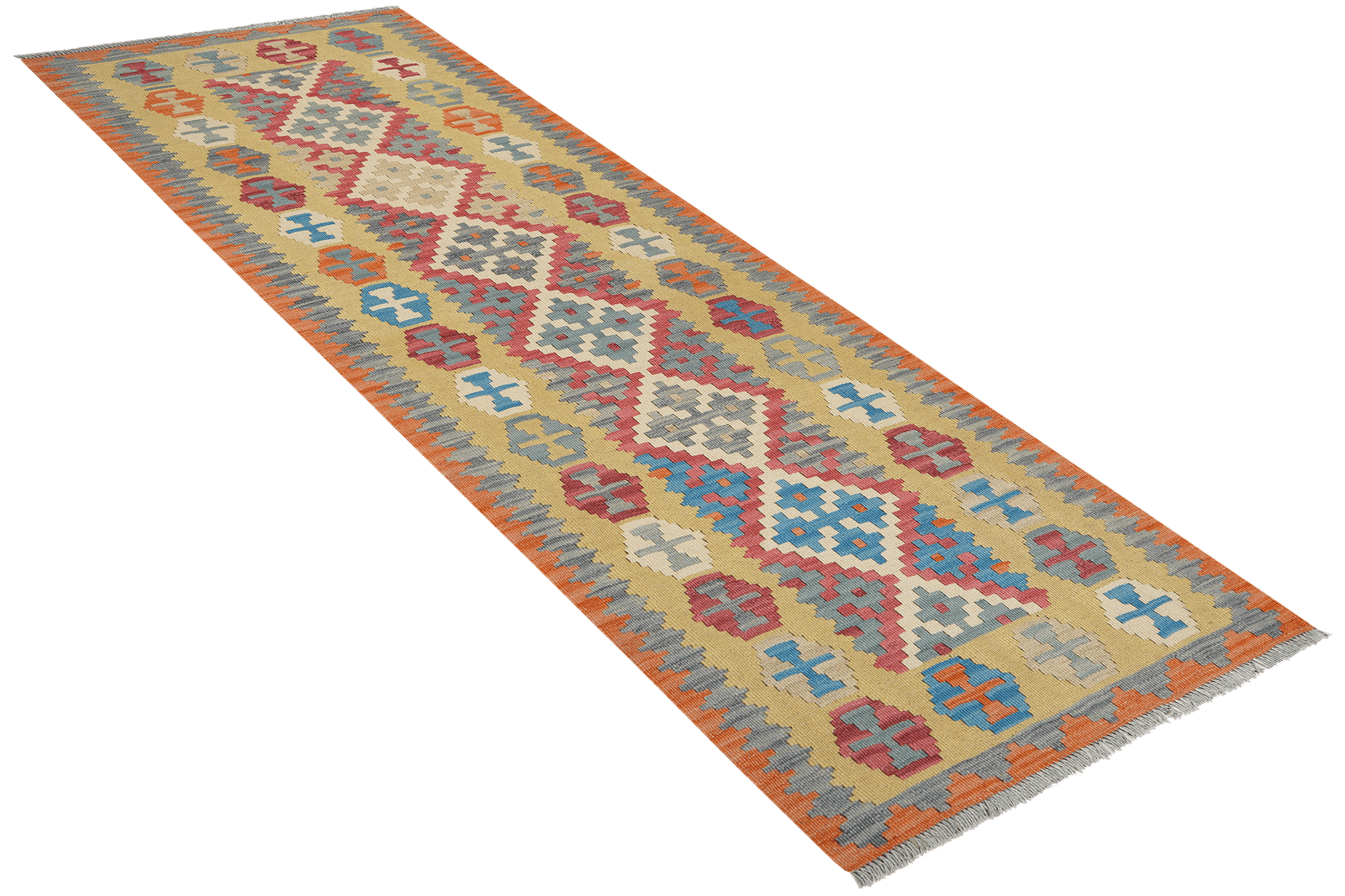 Kelim Gashgai — Handmade, 86x245 cm, Red, 100% Virgin Wool | View 4