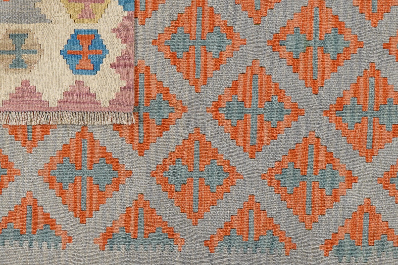 Kelim Gashgai — Handmade, 115x175 cm, Grey, 100% Virgin Wool | View 6