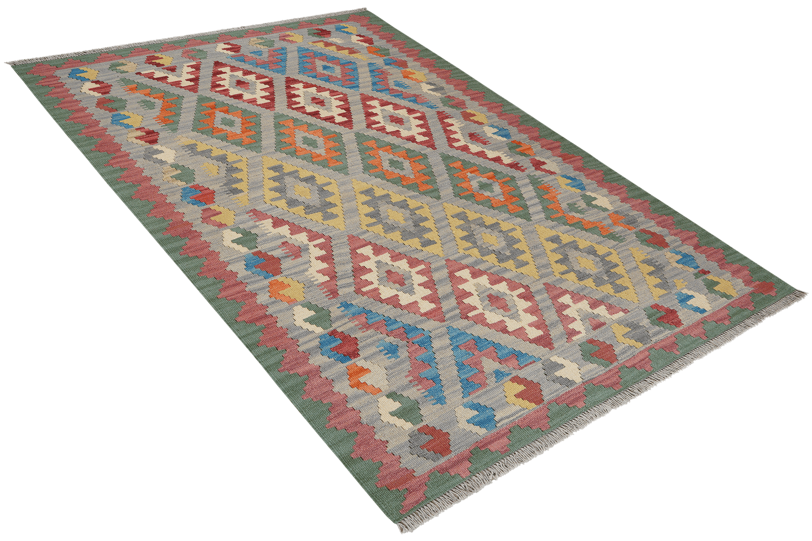 Kelim Gashgai — Handmade, 128x186 cm, Grey, 100% Virgin Wool | View 4