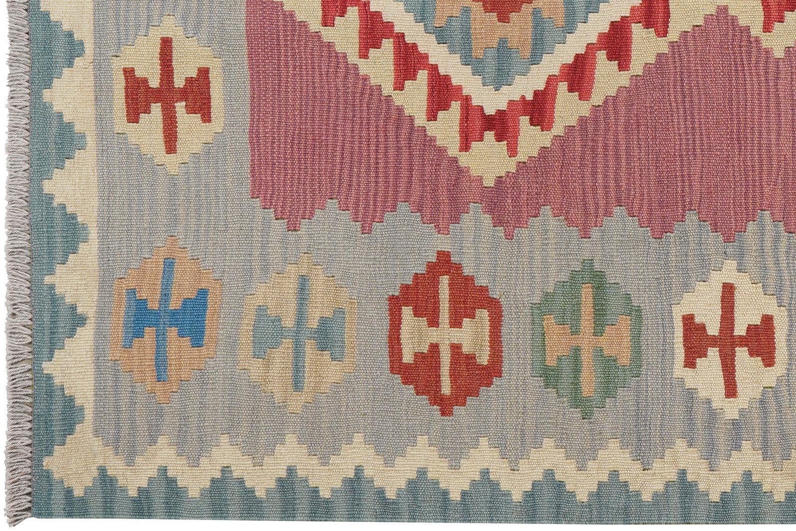 Kelim Gashgai — Handgefertigt, 186x126 cm, Grau, 100% Virgin Wool | View 4