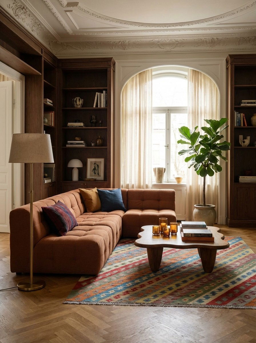 Kelim Gashgai — Handgefertigt, 176x130 cm, Bunt, 100% Virgin Wool | Back view