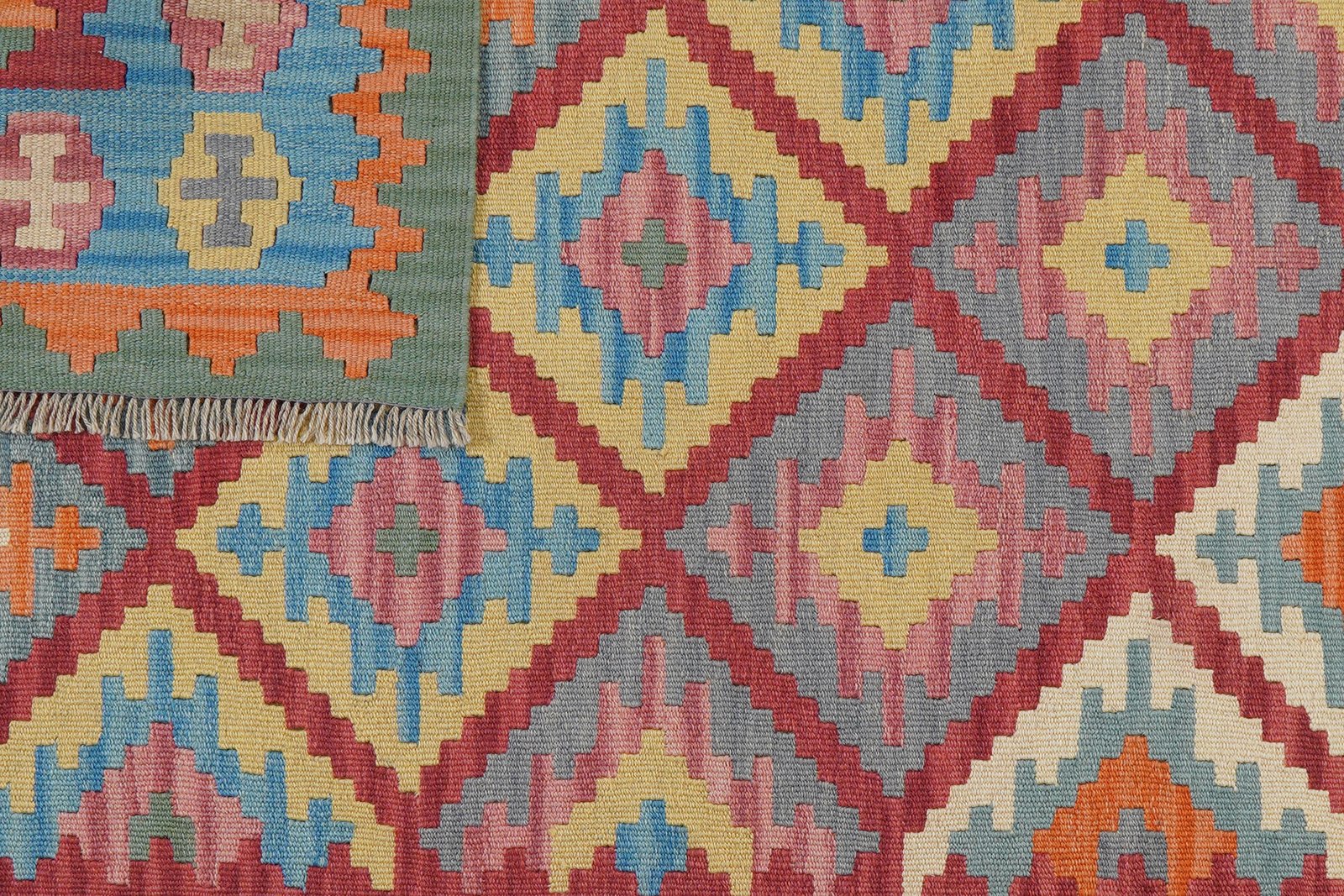 Kelim Gashgai — Handmade, 131x189 cm, Red, 100% Virgin Wool | View 6