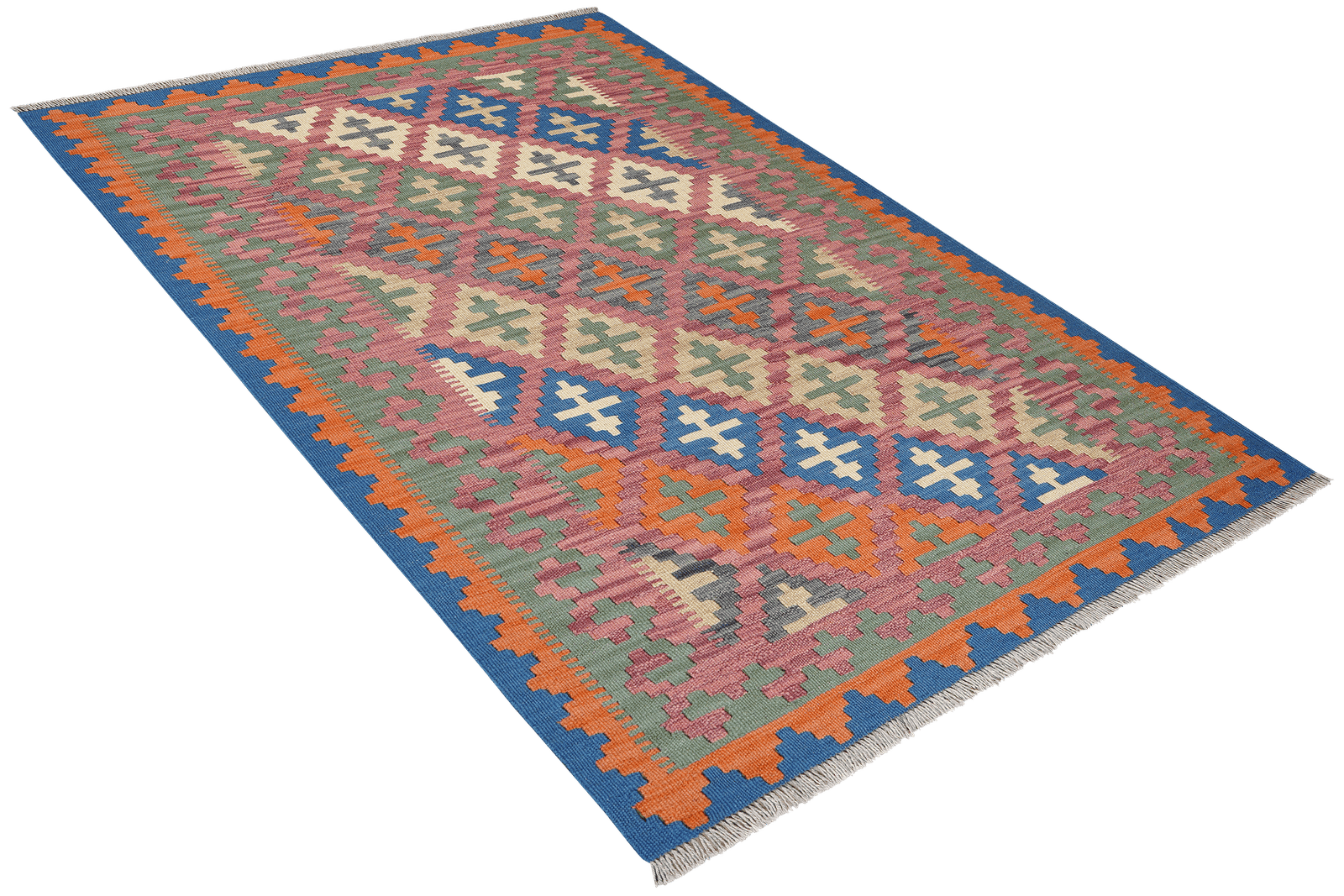Kelim Gashgai — Handmade, 124x179 cm, Pink, 100% Virgin Wool | View 4