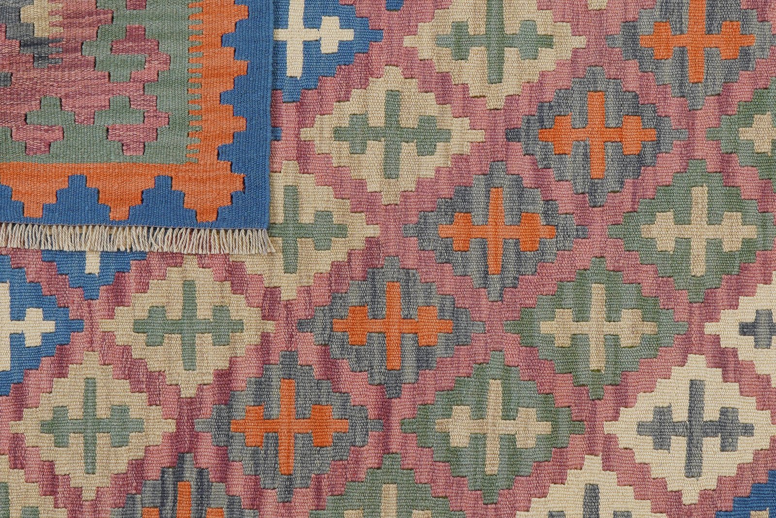 Kelim Gashgai — Handmade, 124x179 cm, Pink, 100% Virgin Wool | View 6