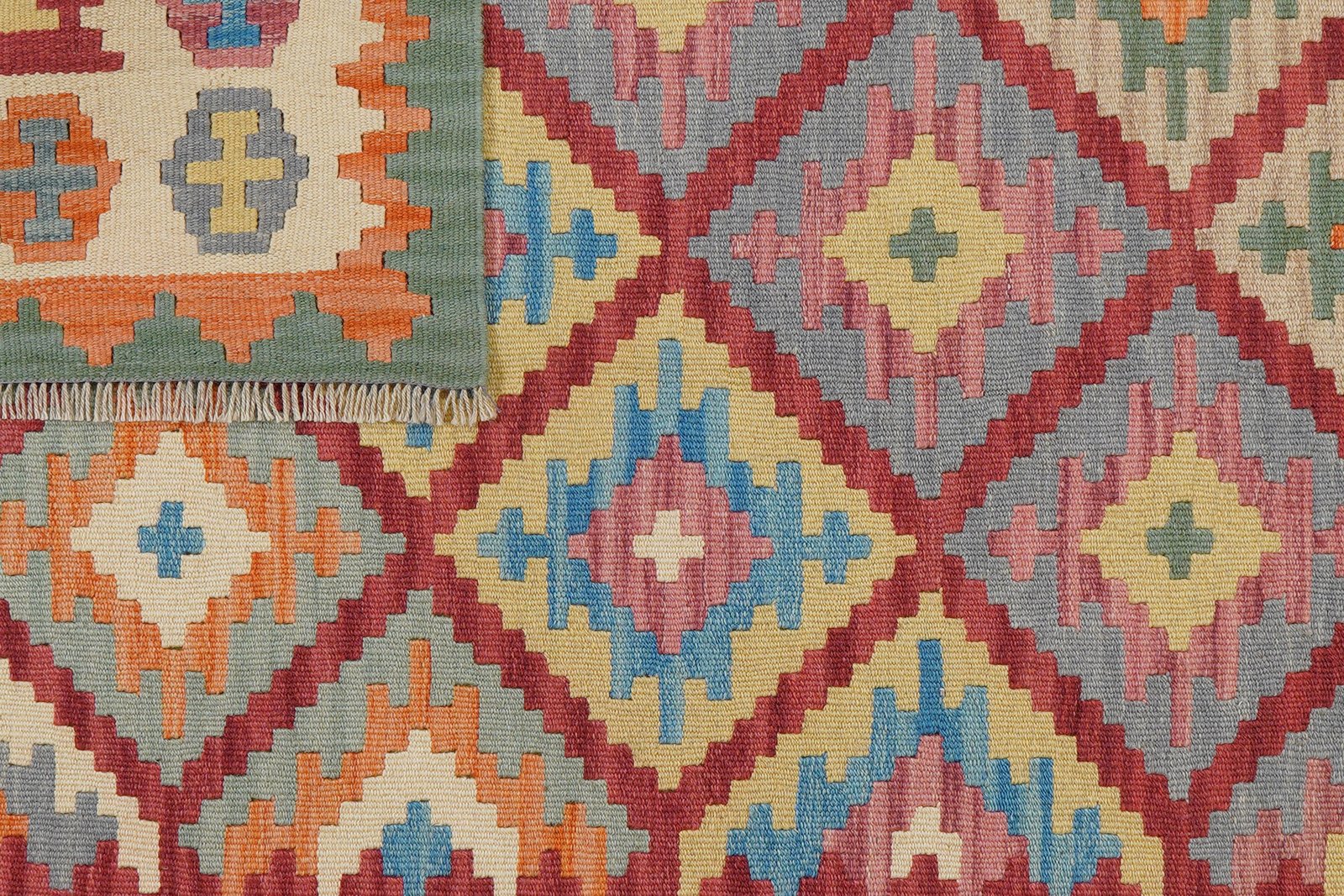 Kelim Gashgai — Handmade, 128x190 cm, Red, 100% Virgin Wool | View 6