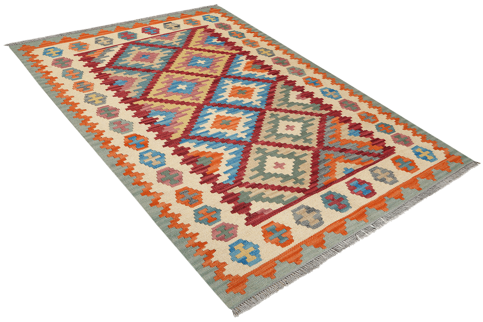 Kelim Gashgai — Handmade, 131x180 cm, Red, 100% Virgin Wool | View 4