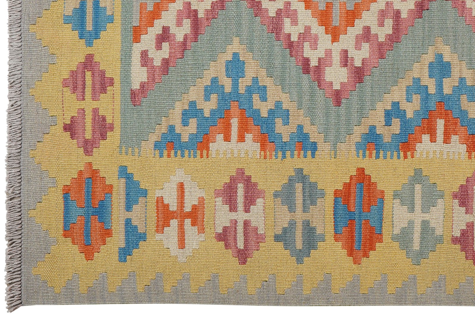 Kelim Gashgai — Handmade, 123x185 cm, Green, 100% Virgin Wool | View 3