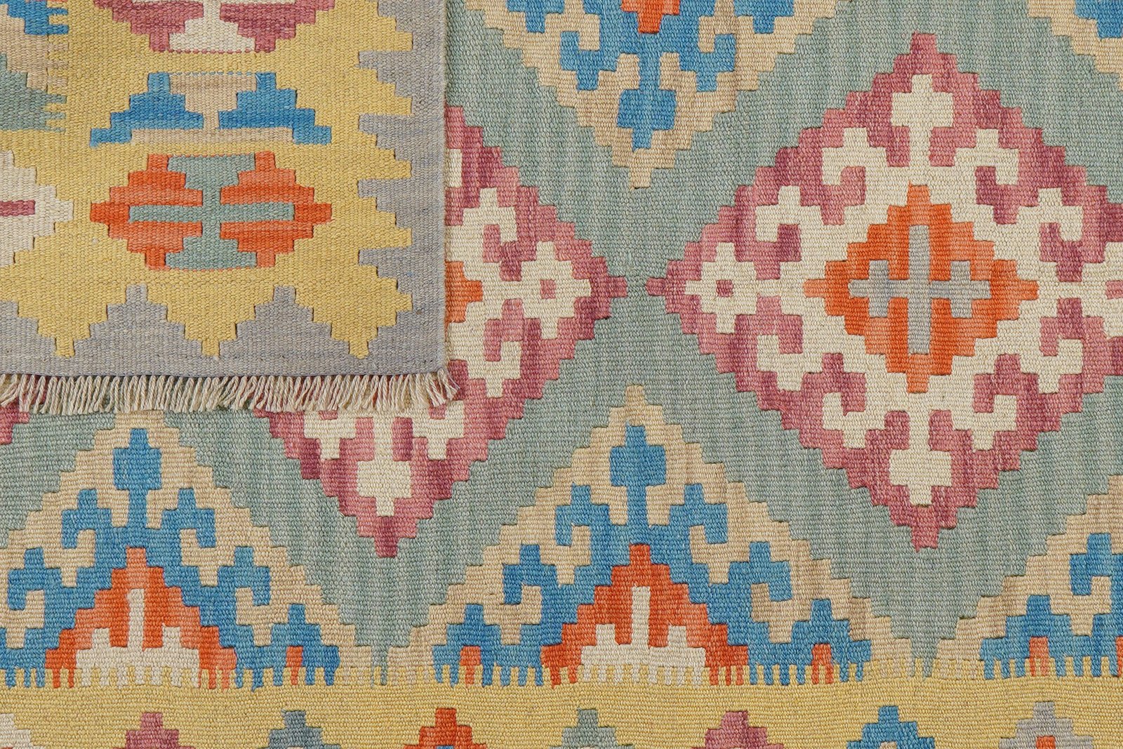 Kelim Gashgai — Handmade, 123x185 cm, Green, 100% Virgin Wool | View 6