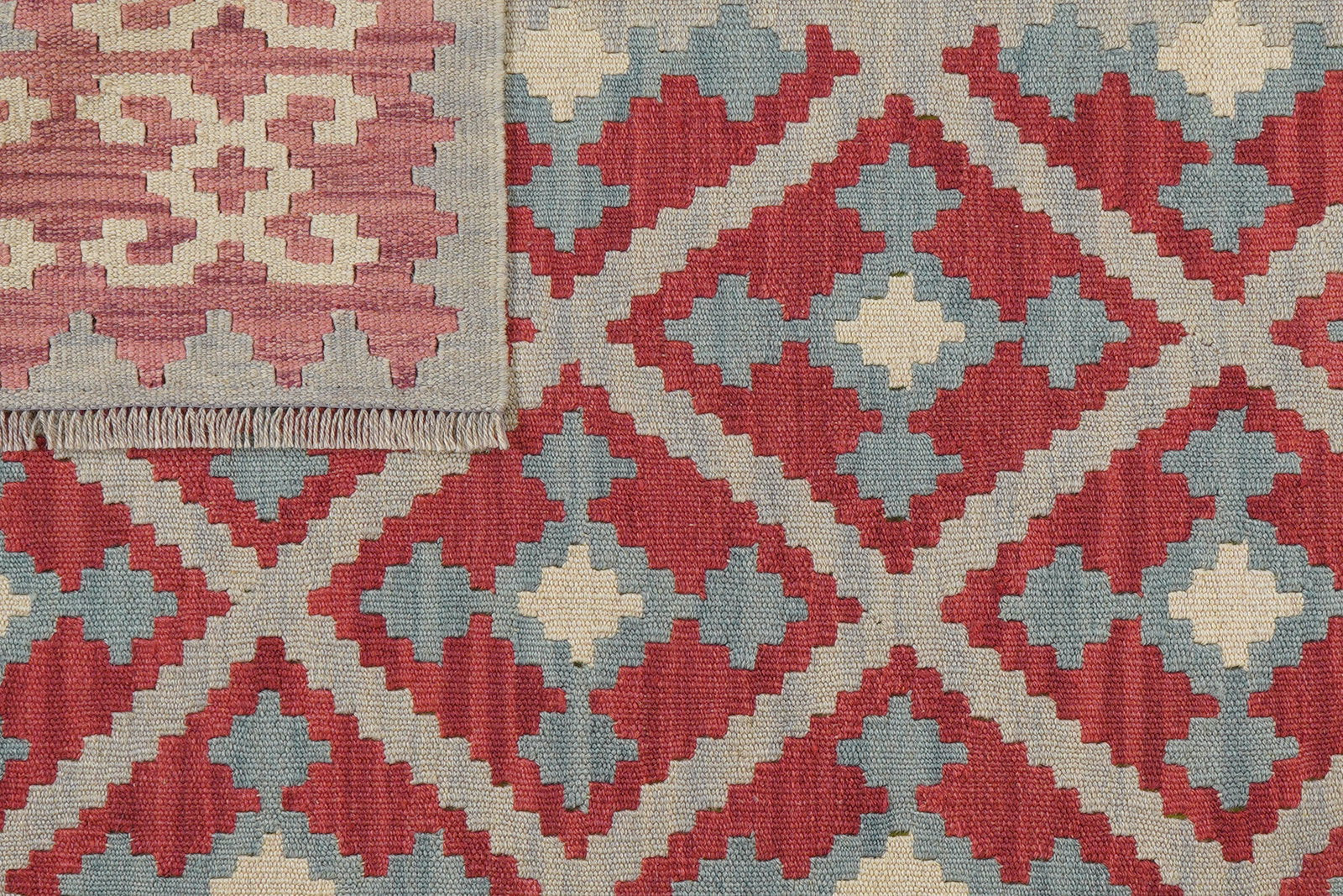 Kelim Gashgai — Handgefertigt, 174x125 cm, Rosa, 100% Virgin Wool | View 7