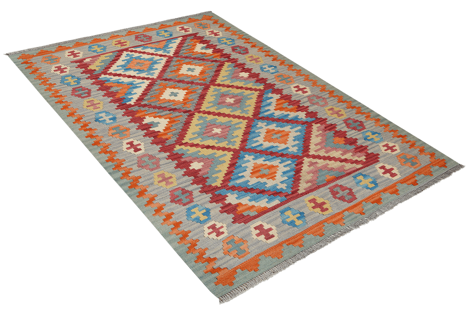 Kelim Gashgai — Handmade, 126x182 cm, Red, 100% Virgin Wool | View 4