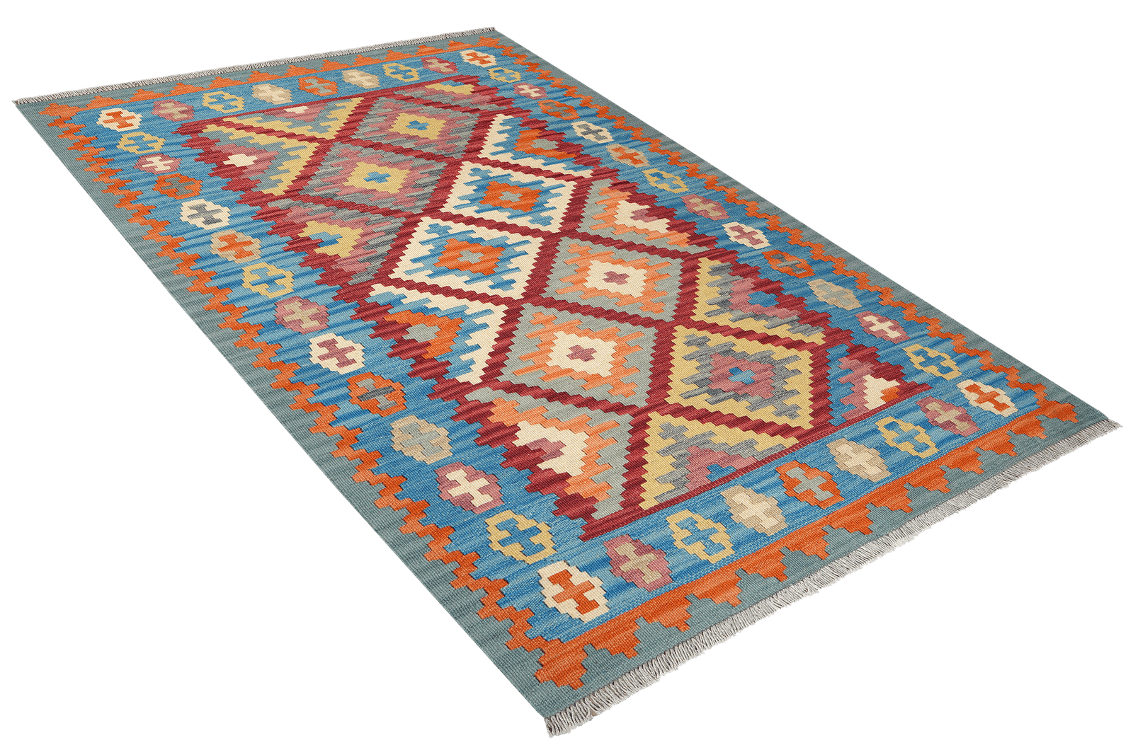 Kelim Gashgai — Handmade, 127x183 cm, Red, 100% Virgin Wool | View 4