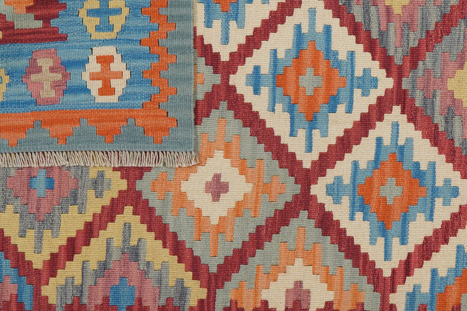 Kelim Gashgai — Handmade, 127x183 cm, Red, 100% Virgin Wool | View 6
