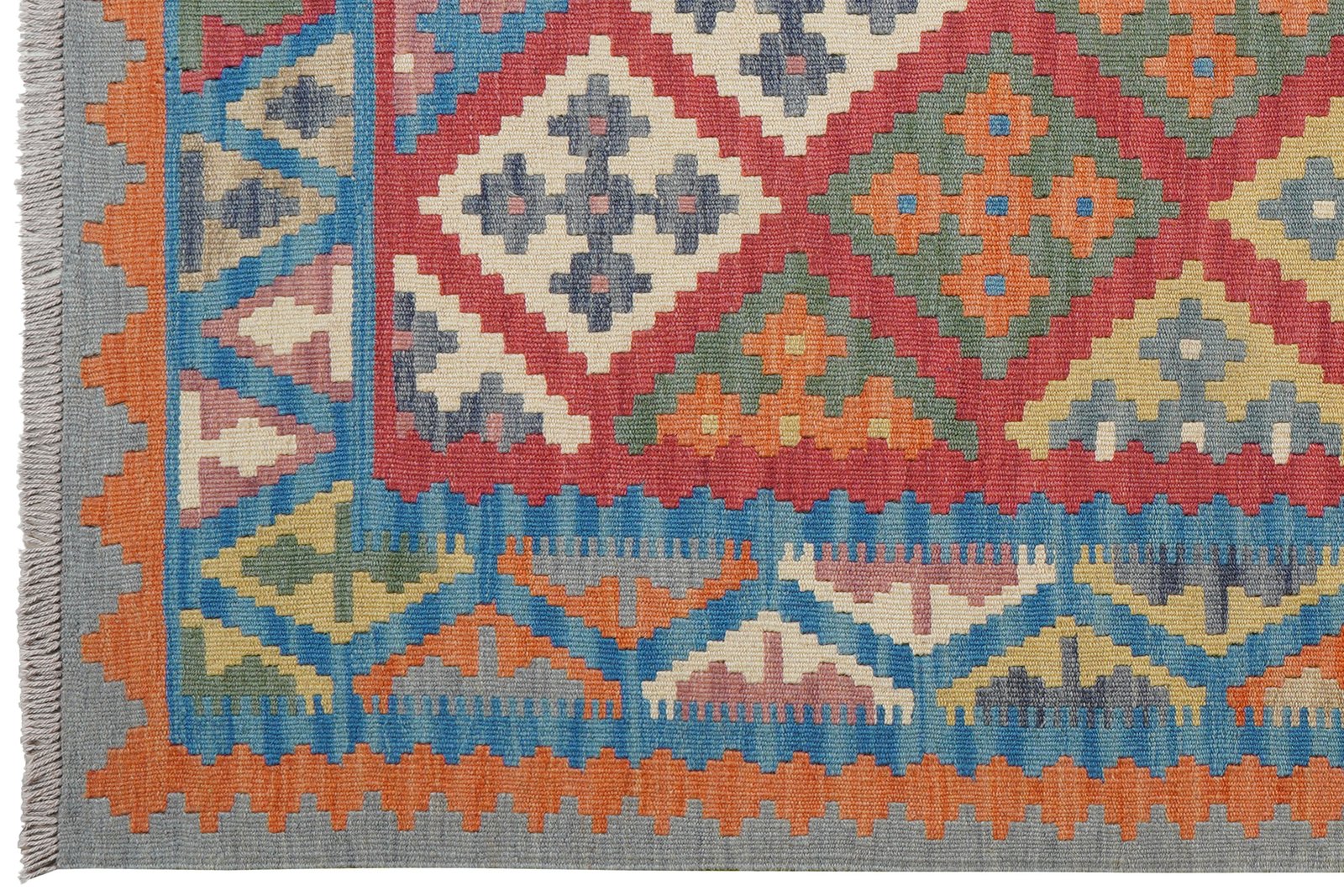 Kelim Gashgai — Handmade, 127x177 cm, Red, 100% Virgin Wool | View 3