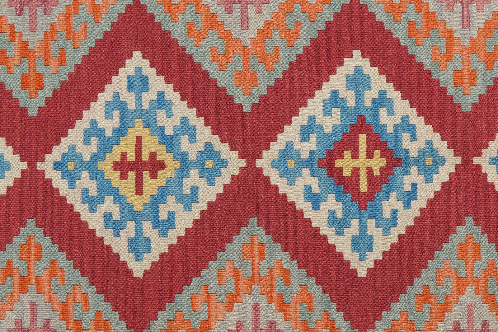 Kelim Gashgai — Handmade, 124x179 cm, Red, 100% Virgin Wool | View 5