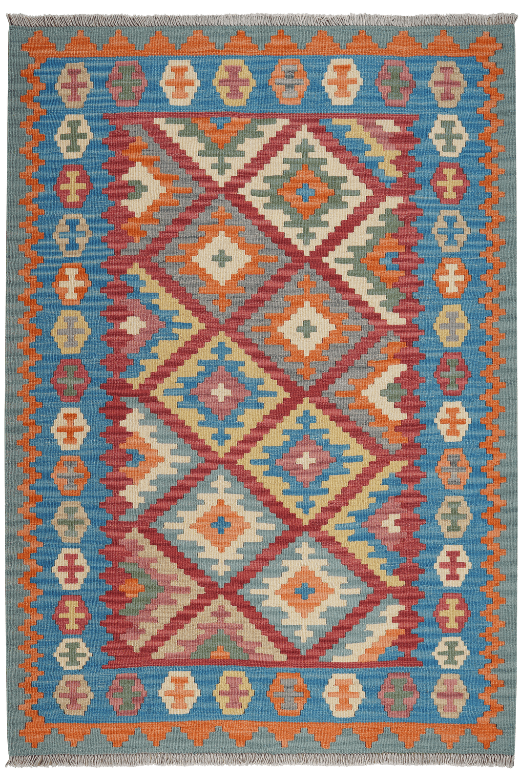 Kelim Gashgai — Handmade, 127x181 cm, Red, 100% Virgin Wool | Main view