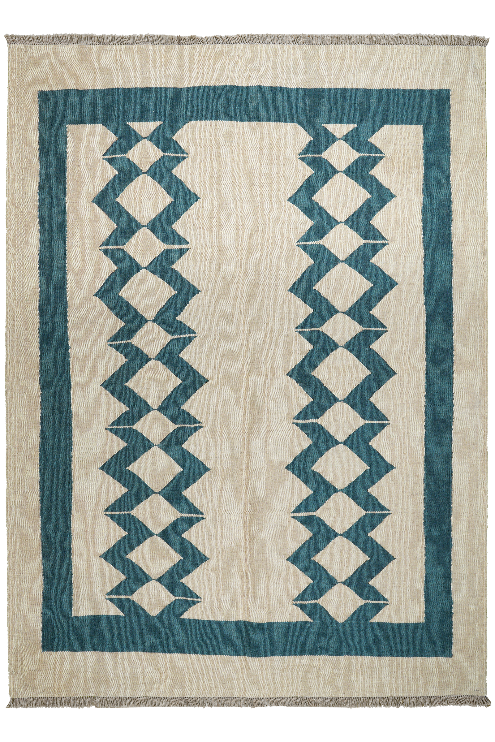 Kelim Gashgai — Handgefertigt, 196x142 cm, Grün, 100% Virgin Wool | Main view