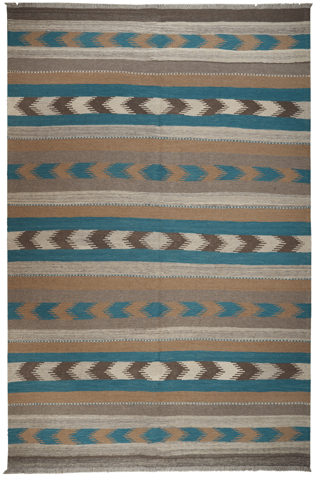 Kelim Gashgai — Handmade, 197x300 cm, Blue, 100% Virgin Wool | Main view