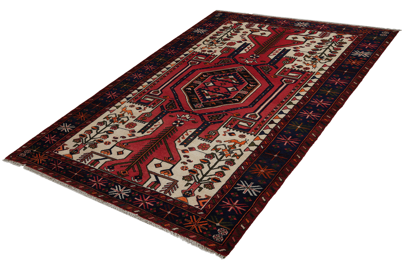 Saveh — Hand-knotted, 144x212 cm, Red, 100% Virgin Wool | View 5