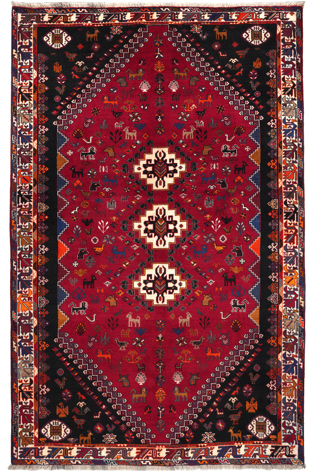 Gashgai — Hand-knotted, 168x266 cm, Red, 100% Virgin Wool | Main view