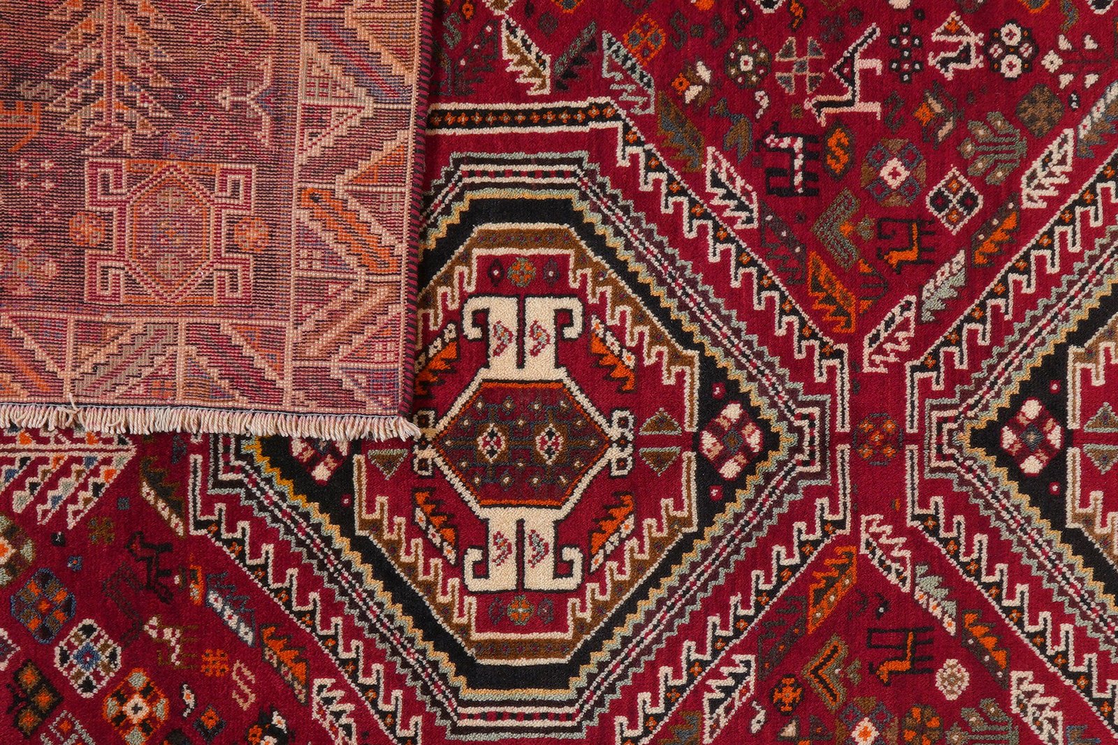 Gashgai — Hand-knotted, 177x254 cm, Red, 100% Virgin Wool | View 7