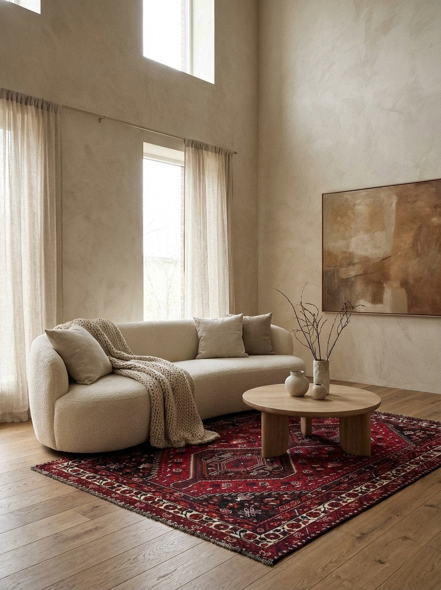 Gashgai — Handgefertigt, 207x166 cm, Beige, 100% Virgin Wool | Detail view