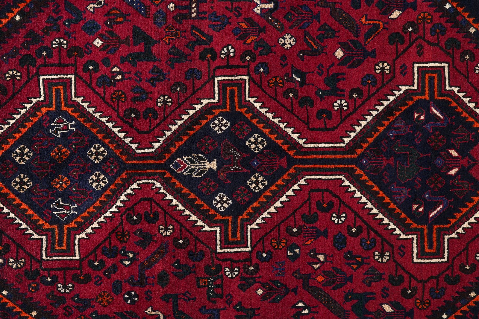 Gashgai — Hand-knotted, 206x297 cm, Red, 100% Virgin Wool | View 6