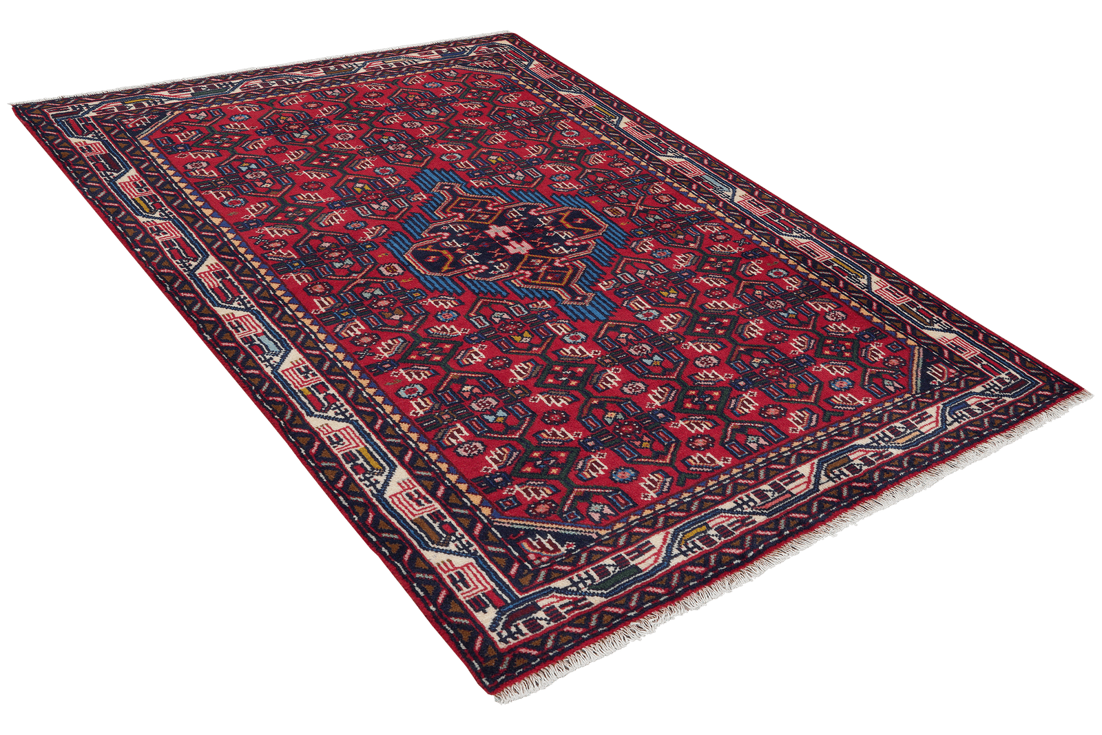 Assadabad — Hand-knotted, 108x143 cm, Red, 100% Virgin Wool | View 4