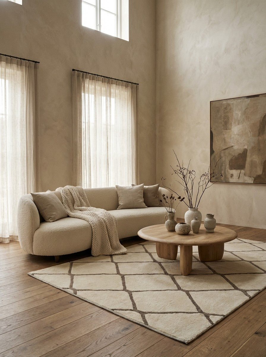 Gabbeh — Hand-knotted, 148x190 cm, Beige, 100% Virgin Wool | Detail view
