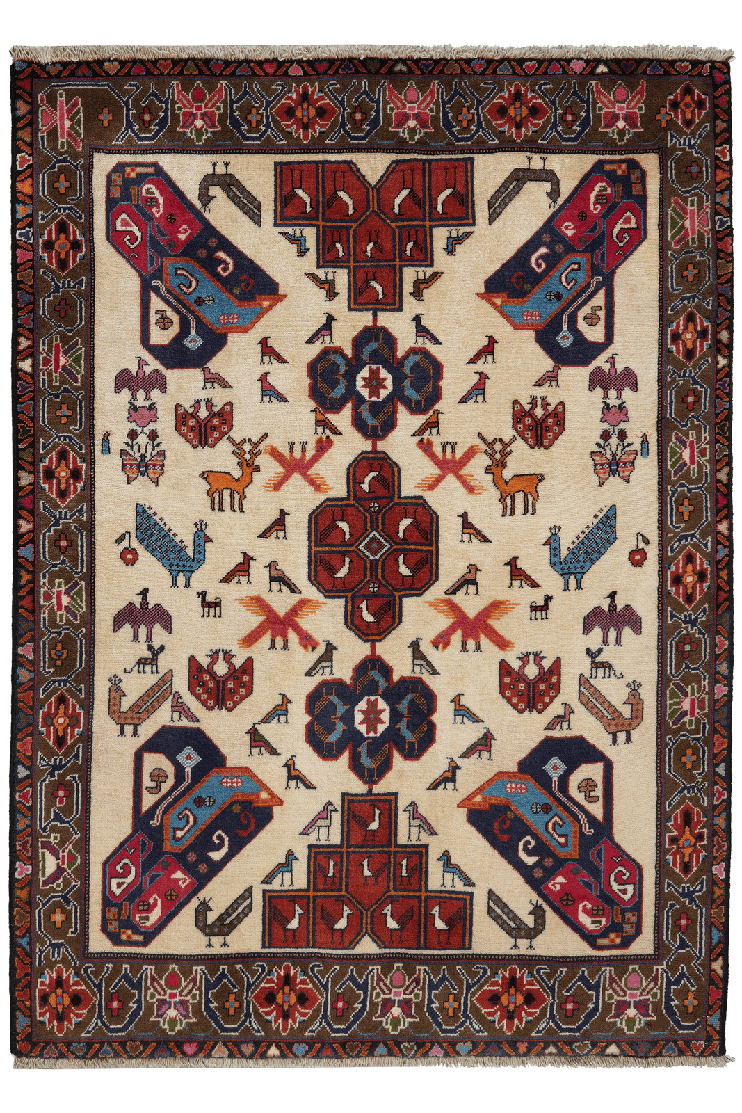 Afshar — Hand-knotted, 108x152 cm, Beige, 100% Virgin Wool | Main view