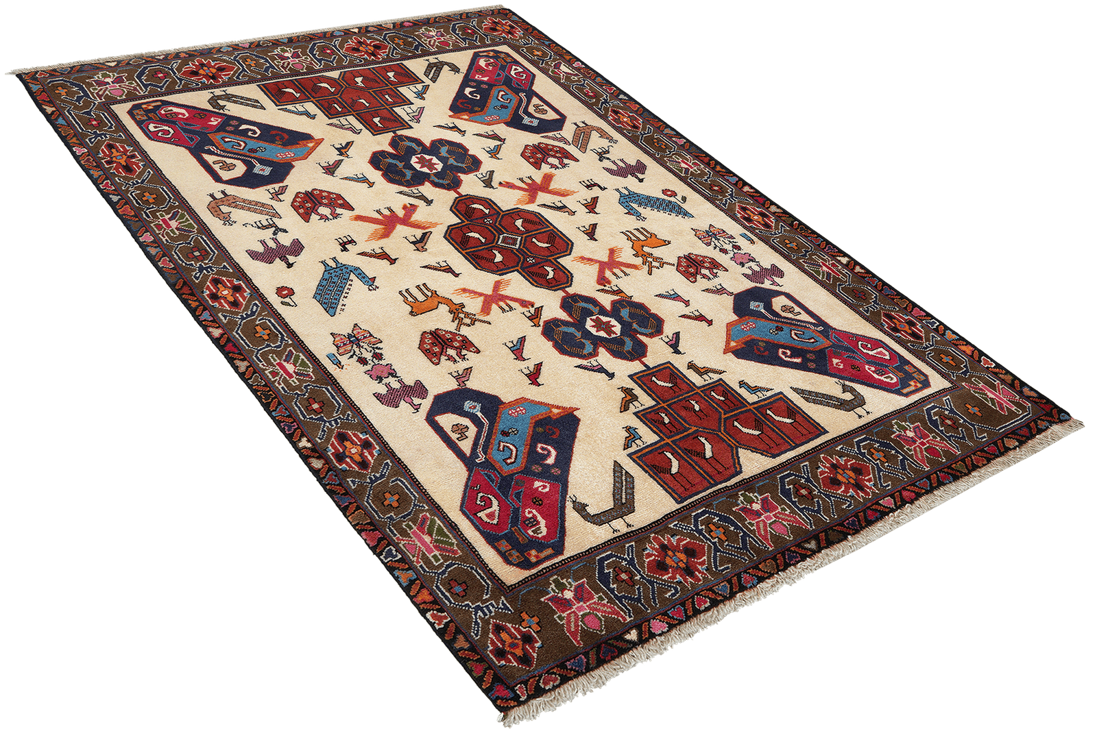 Afshar — Hand-knotted, 108x152 cm, Beige, 100% Virgin Wool | View 4