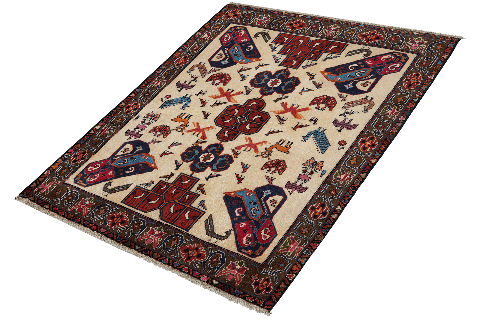Afshar — Hand-knotted, 108x152 cm, Beige, 100% Virgin Wool | View 5