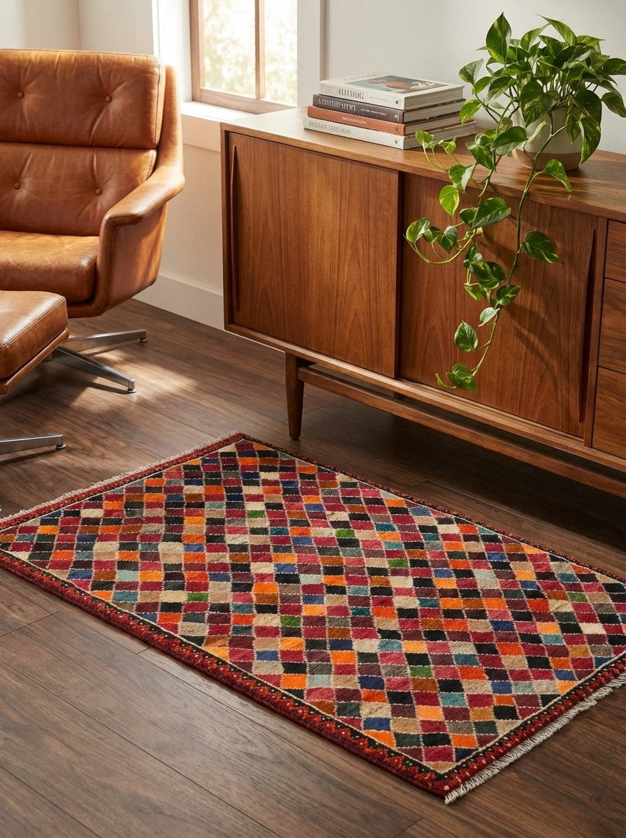 Gashgai — Hand-knotted, 80x135 cm, Multicolor, 100% Virgin Wool | Back view