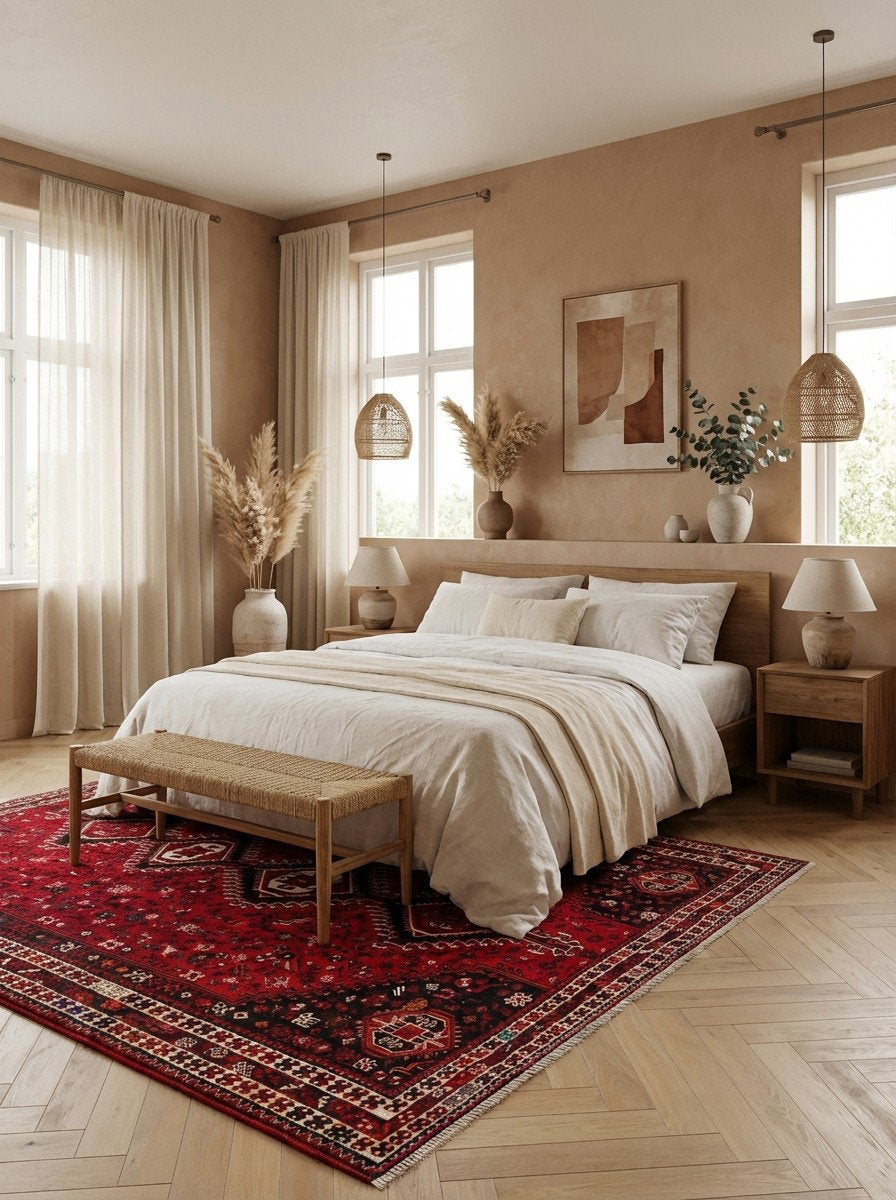 Shiraz — Handgefertigt, 318x227 cm, Beige, 100% Virgin Wool | Detail view