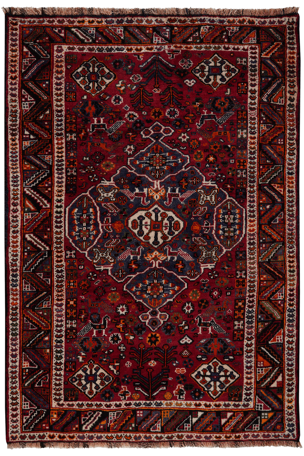 Gashgai — Hand-knotted, 110x161 cm, Red, 100% Virgin Wool | Main view