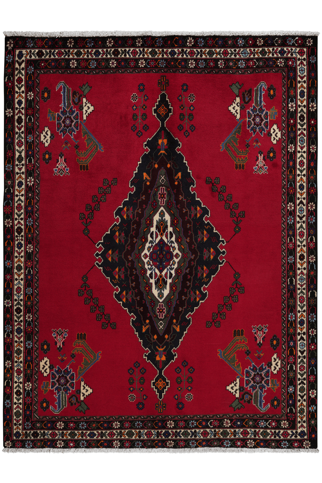 Afshar — Hand-knotted, 164x216 cm, Red, 100% Virgin Wool | Main view