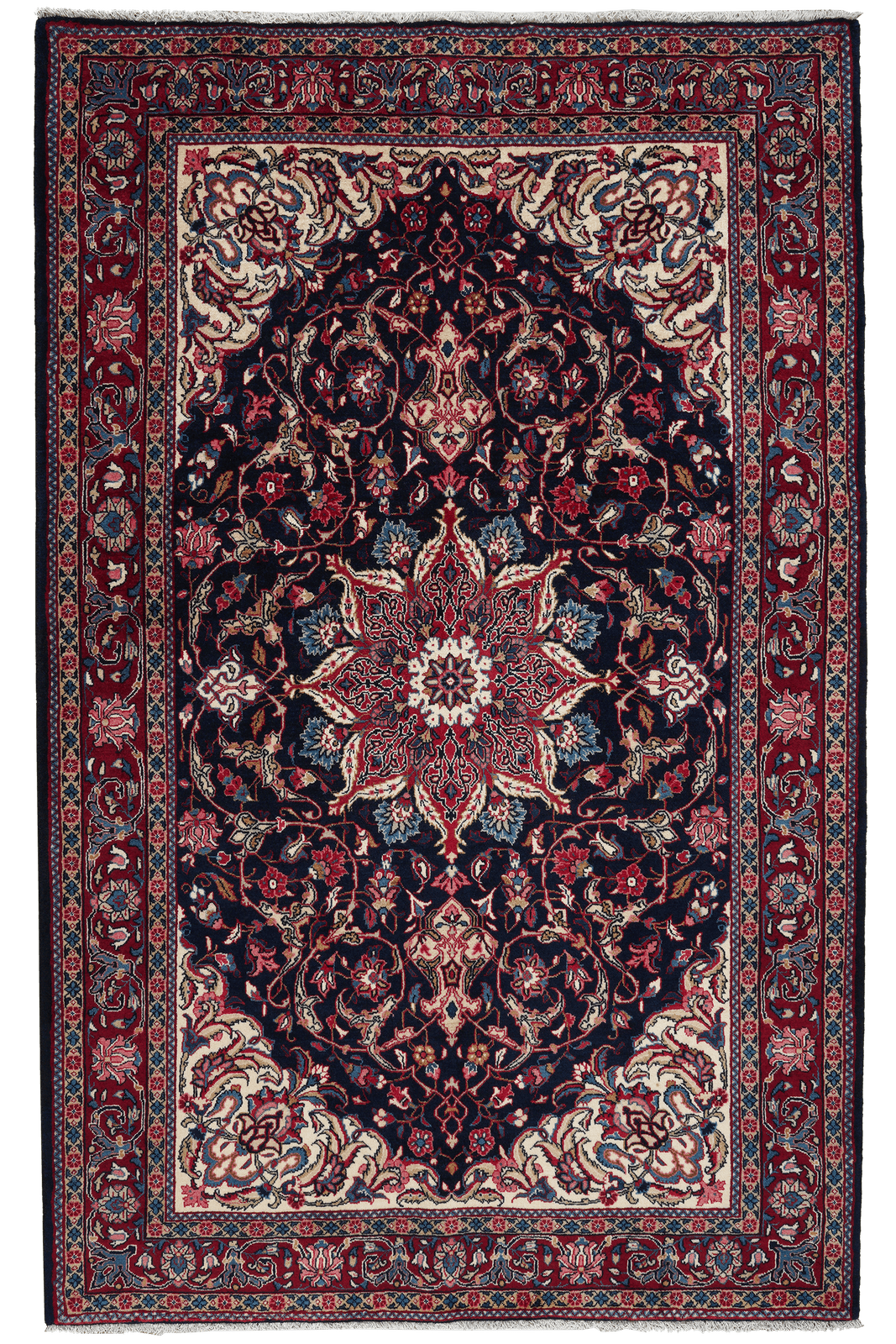 Sarough — Hand-knotted, 137x217 cm, Blue, 100% Virgin Wool | Main view